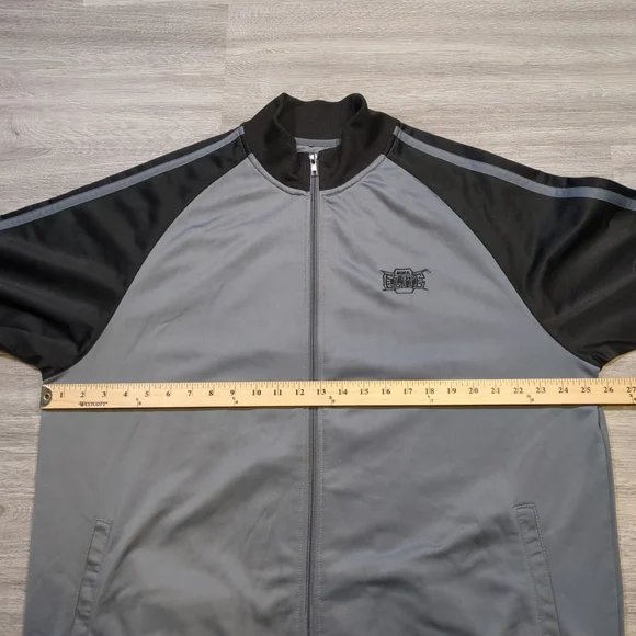 MMA Elite Men's Large Track Jacket Full Zip Black Grey Grunge Knuckles Wire - Picture 6 of 8